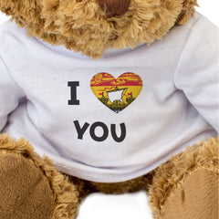 I LOVE YOU (NEW BRUNSWICK FLAG) - Teddy Bear - Romantic Canadian Gift Present