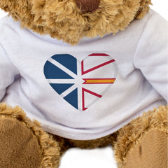 NEWFOUNDLAND FLAG HEART - Teddy Bear - Cute Cuddly Soft - Canada Gift Present