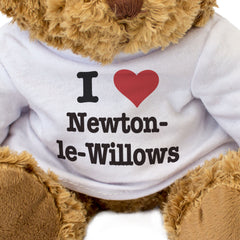 I LOVE NEWTOWN-LE-WILLOWS - Teddy Bear - Cute Cuddly Soft - Gift Present