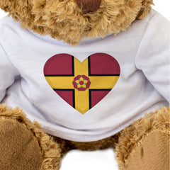 NORTHAMPTONSHIRE FLAG HEART - Teddy Bear - Cute Cuddly Soft - Gift Present