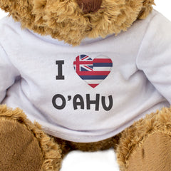 I LOVE O'AHU (HAWAII FLAG) - Teddy Bear - Cute Funny Souvenir Gift Present