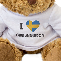 I LOVE ÖRESUNDSBRON (SWEDEN FLAG) - Teddy Bear - Cute Funny Gift Present