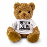 Straight Outta Bolton Upon Dearne teddy bear, front view