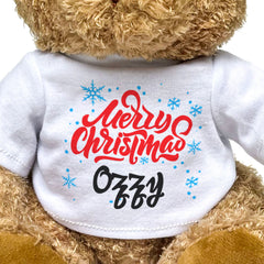 MERRY CHRISTMAS OZZY - Teddy Bear - Cute Cuddly - Funny Xmas Gift Present