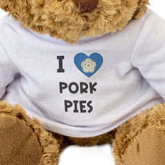I LOVE PORK PIES (YORKSHIRE FLAG) - Teddy Bear - Cute Funny Soft Gift Present