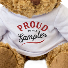 PROUD TO BE A SAMPLER - Teddy Bear - Cute Cuddly Soft - Funny Gift Present