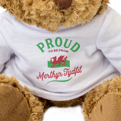 PROUD TO BE FROM MERTHYR TYDFIL (WALES FLAG) - Teddy Bear - Cute - Gift Present