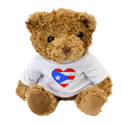 PUERTO RICO FLAG HEART - Teddy Bear - Cute Cuddly Soft - USA Gift Present