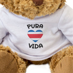 PURA VIDA (COSTA RICA FLAG HEART) - Teddy Bear - Cute Cuddly Soft - Gift Present
