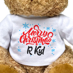 MERRY CHRISTMAS R KID - Teddy Bear - Cute Cuddly - Mancunian Xmas Gift Present