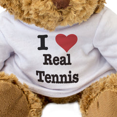 I LOVE REAL TENNIS - Teddy Bear - Cute Cuddly Soft - Gift Present