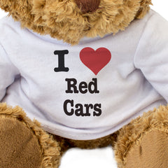 I LOVE RED CARS - Teddy Bear - Cute Cuddly Soft Funny - Gift Present