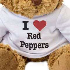 I LOVE RED PEPPERS - Teddy Bear - Cute Cuddly Soft Adorable - Gift Present