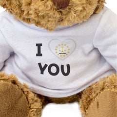 I LOVE YOU (RHODE ISLAND FLAG) - Teddy Bear - Cute - Romantic Gift Present