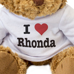 I LOVE RHONDA - Teddy Bear - Cute Cuddly Soft Adorable - Funny Gift Present