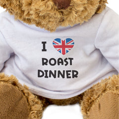 I LOVE ROAST DINNER (BRITISH FLAG) - Teddy Bear - Cute Cuddly - UK Gift Present