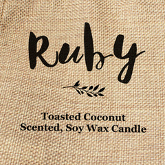 Ruby personalised faux-burlap candle gift bag