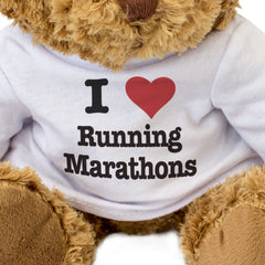 I LOVE RUNNING MARATHONS - Teddy Bear - Funny Marathon Support Gift Present