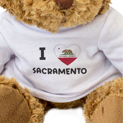 I LOVE SACRAMENTO (CALIFORNIA FLAG) - Teddy Bear - Cute Cuddly - Gift Present