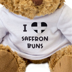 I LOVE SAFFRON BUNS (CORNISH FLAG) - Teddy Bear - Cute - Cornwall Gift Present