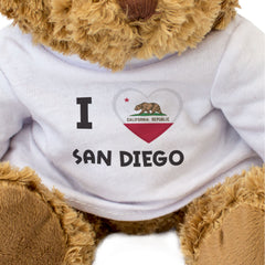 I LOVE SAN DIEGO (CALIFORNIA FLAG) - Teddy Bear - Cute Cuddly - Gift Present