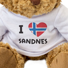I LOVE SANDNES (NORWAY FLAG) - Teddy Bear - Cute Cuddly Soft - Gift Present