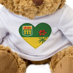 SASKATCHEWAN FLAG HEART - Teddy Bear - Cute Cuddly Soft - Canada Gift Present
