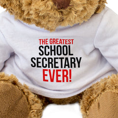 THE GREATEST SCHOOL SECRETARY EVER - Teddy Bear - Cute Cuddly - Gift Present