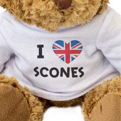 I LOVE SCONES (BRITISH FLAG) - Teddy Bear - Cute Cuddly - UK Gift Present