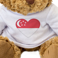 SINGAPORE FLAG HEART - Teddy Bear - Cute Cuddly Soft - Singaporean Gift Present