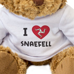 I LOVE SNAEFELL (ISLE OF MAN FLAG) - Teddy Bear - Cute Cuddly - Gift Present