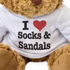 I LOVE SOCKS & SANDALS - Teddy Bear - Cute Cuddly Soft Adorable - Gift Present
