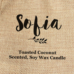 Sofia personalised faux-burlap candle gift bag