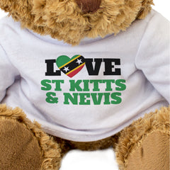 LOVE ST KITTS & NEVIS (FLAG HEART) - Teddy Bear - Funny - Souvenir Gift Present