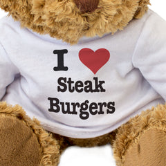 I LOVE STEAK BURGERS - Teddy Bear - Cute Funny Soft Adorable - Gift Present