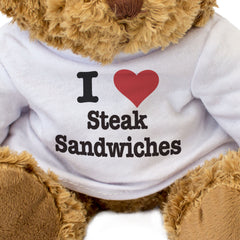 I LOVE STEAK SANDWICHES - Teddy Bear - Cute Cuddly Soft - Gift Present
