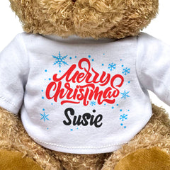 MERRY CHRISTMAS SUSIE - Teddy Bear - Cute Cuddly Soft - Xmas Gift Present