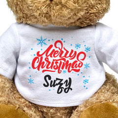MERRY CHRISTMAS SUZY - Teddy Bear - Cute Cuddly Soft - Xmas Gift Present