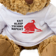 EAT SLEEP TECHNO REPEAT - Teddy Bear - Cute Cuddly Soft - Funny Gift Present