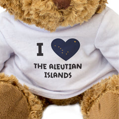 I LOVE THE ALEUTIAN ISLANDS (ALASKA FLAG) - Teddy Bear - Cute - Gift Present