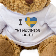 I LOVE THE NORTHERN LIGHTS (SWEDEN FLAG) - Teddy Bear - Souvenir Gift Present