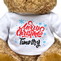 MERRY CHRISTMAS TIMOTHY - Teddy Bear - Cute Cuddly - Funny Xmas Gift Present