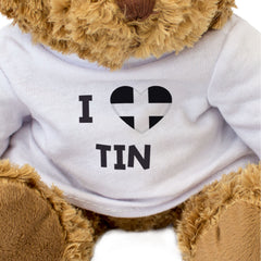 I LOVE TIN (CORNISH FLAG) - Teddy Bear - Cute Cuddly - Cornwall Gift Present