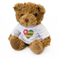 TOGO FLAG HEART - Teddy Bear - Cute Cuddly Soft Adorable - Togolese Gift Present