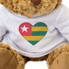 TOGO FLAG HEART - Teddy Bear - Cute Cuddly Soft Adorable - Togolese Gift Present