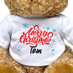 MERRY CHRISTMAS TOM - Teddy Bear - Cute Cuddly Soft - Xmas Gift Present