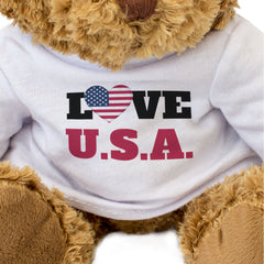 LOVE U.S.A. (FLAG HEART) - Teddy Bear - Cute Funny - Souvenir Gift Present