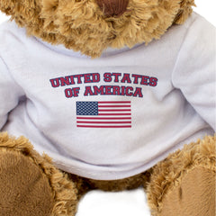 UNITED STATES OF AMERICA + FLAG - Teddy Bear - Cute - USA Souvenir Gift Present