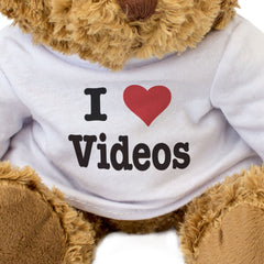 I LOVE VIDEOS - Teddy Bear - Cute Cuddly Soft Adorable - Gift Present