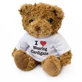 I LOVE WEARING CARDIGANS - Teddy Bear - Cute Cosy Soft - Funny Gift Present